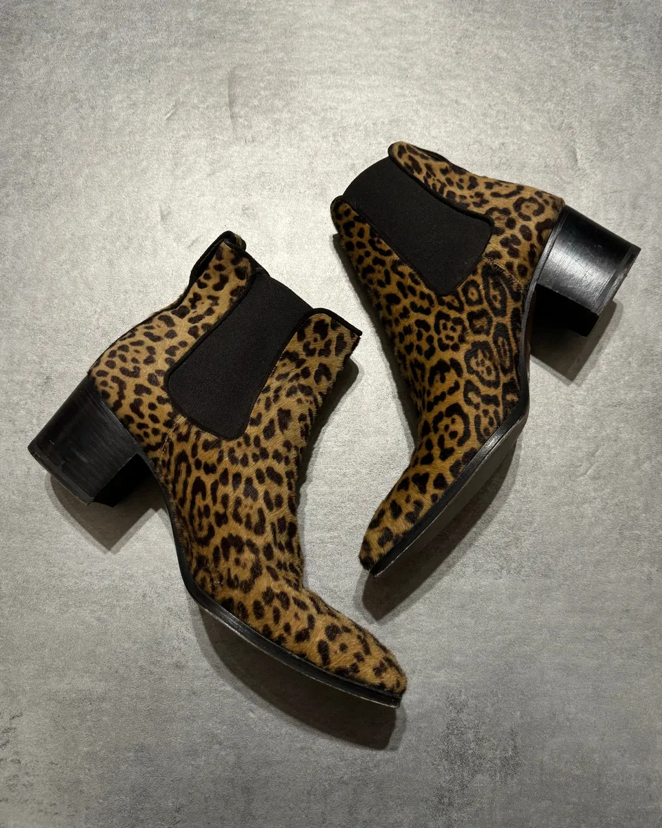 Yves Saint Laurent Leopard Pony Hair Heels Boots - Image 2