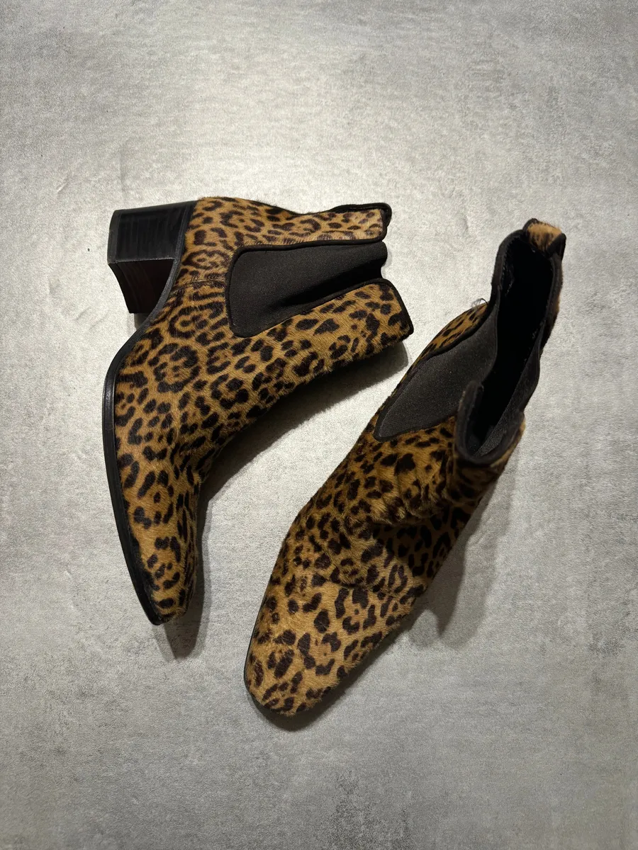 Yves Saint Laurent Leopard Pony Hair Heels Boots - Image 3