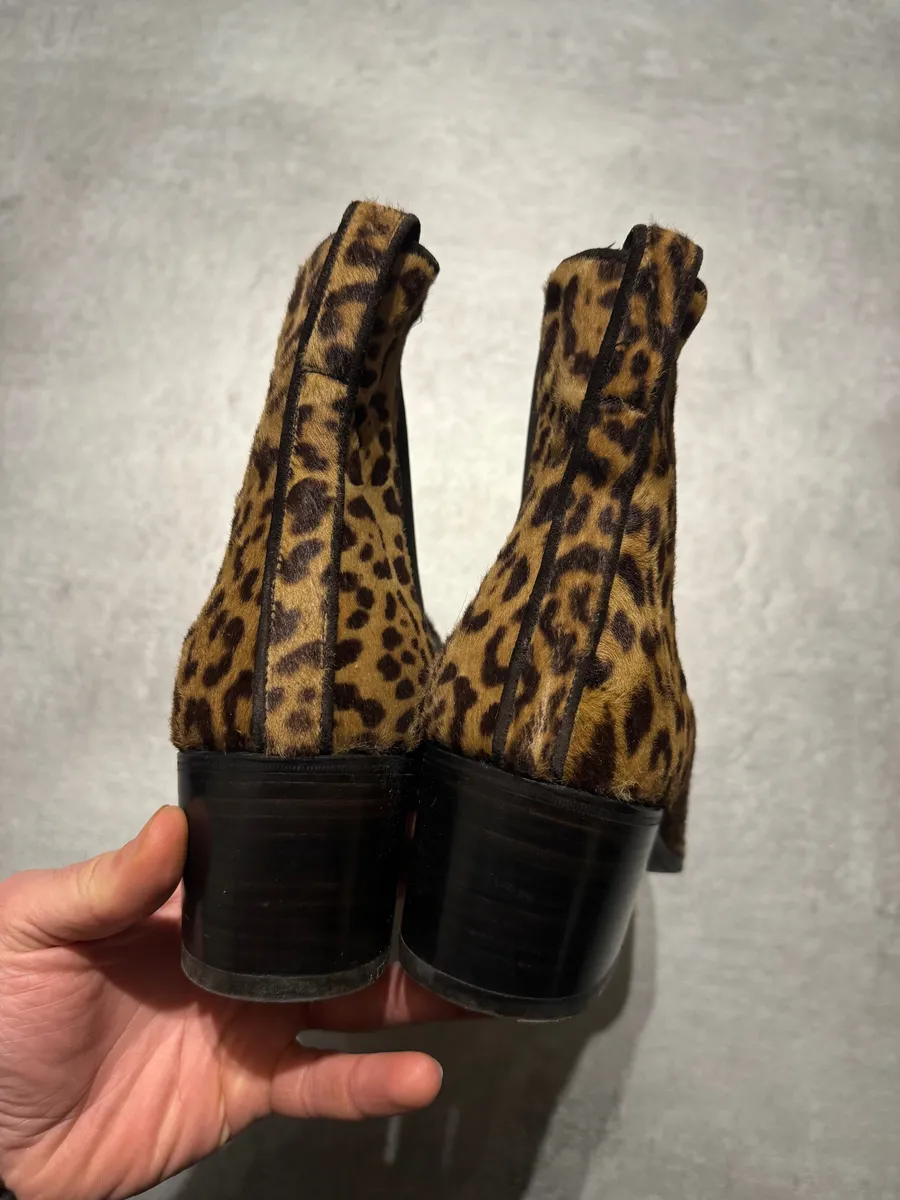 Yves Saint Laurent Leopard Pony Hair Heels Boots - Image 5