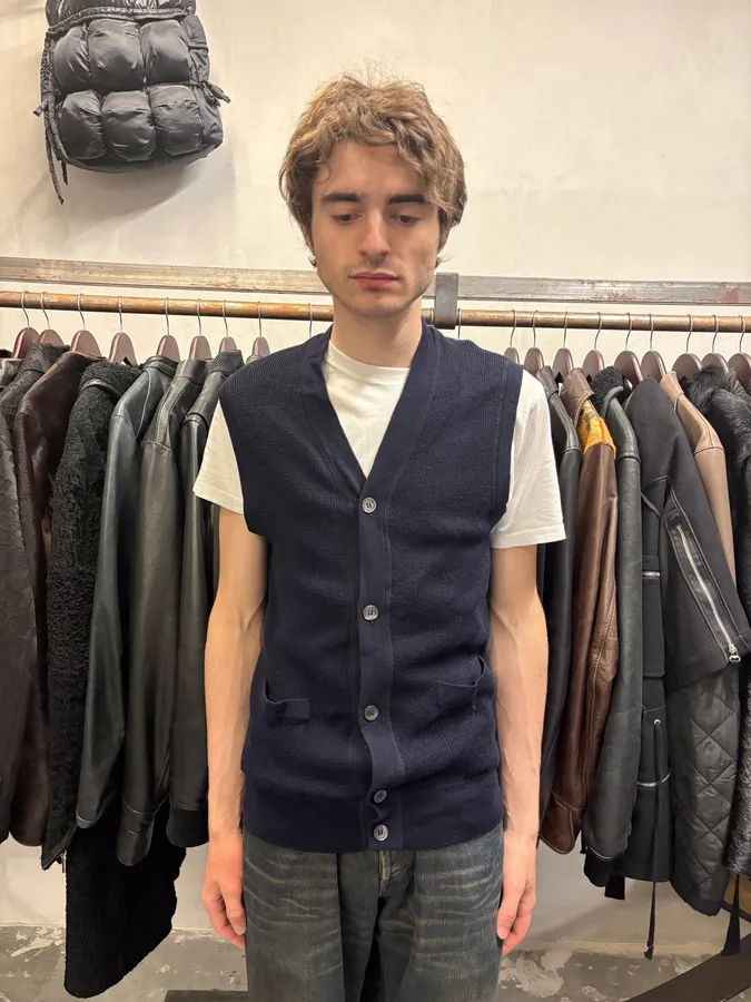 Yves Saint Laurent Navy Wool Vest Sweater - Image 2