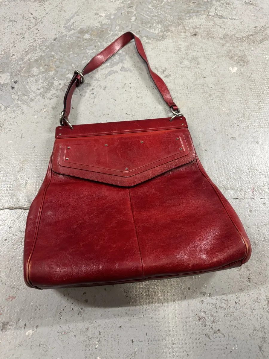 Yves Saint Laurent Rive Gauche Red Leather Top Handle Bag - Image 2