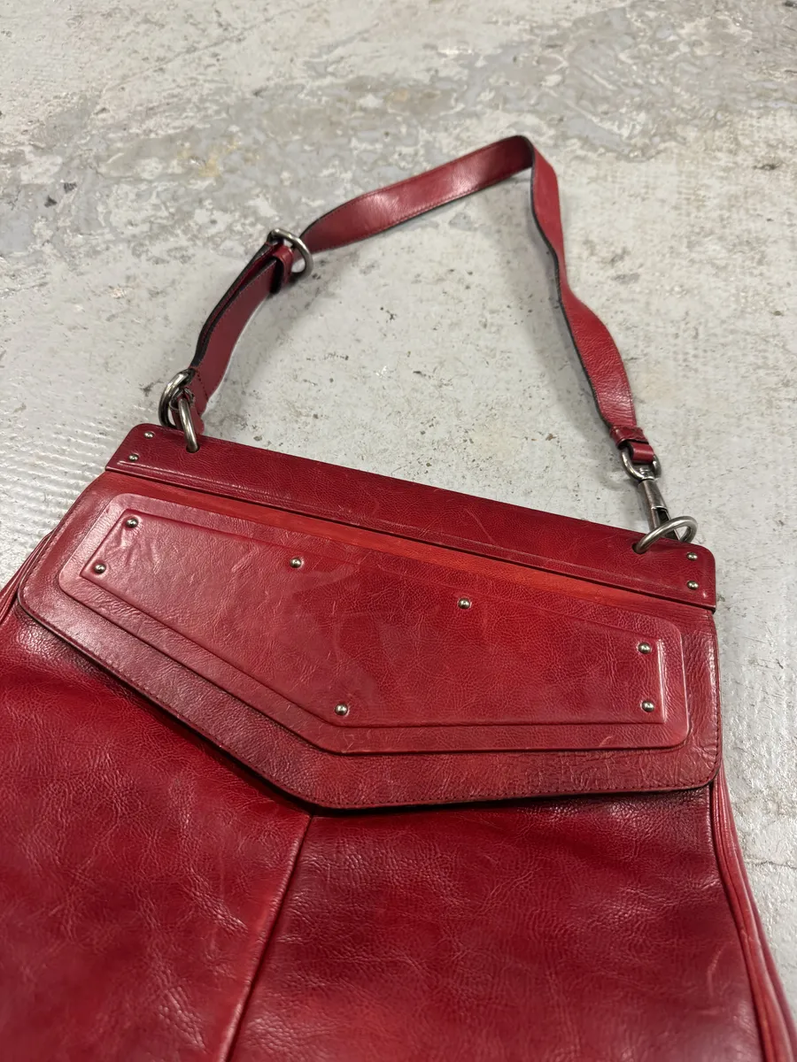 Yves Saint Laurent Rive Gauche Red Leather Top Handle Bag - Image 4