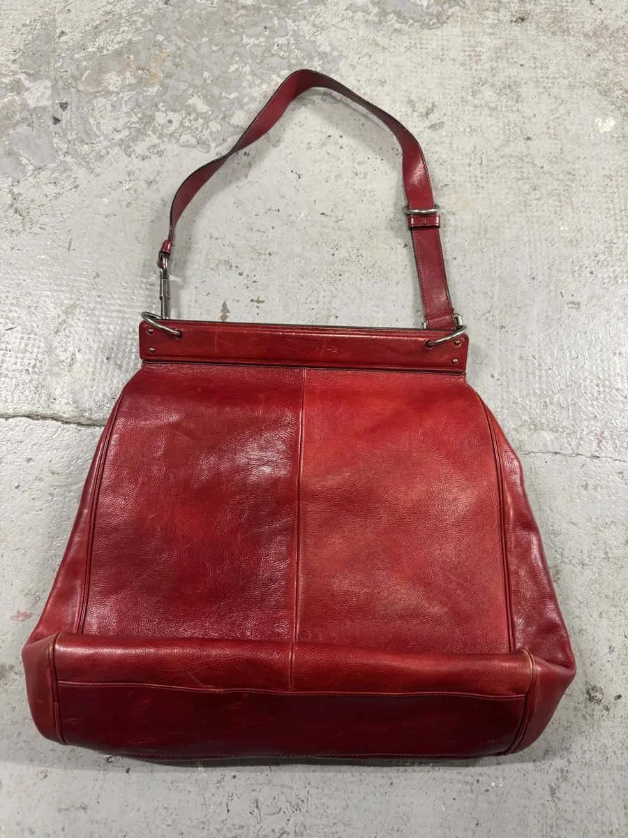 Yves Saint Laurent Rive Gauche Red Leather Top Handle Bag - Image 5