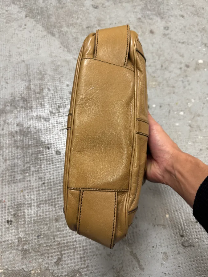 Yves Saint Laurent Tom Ford Mombasa Beige Leather Metal Handle Bag - Image 7