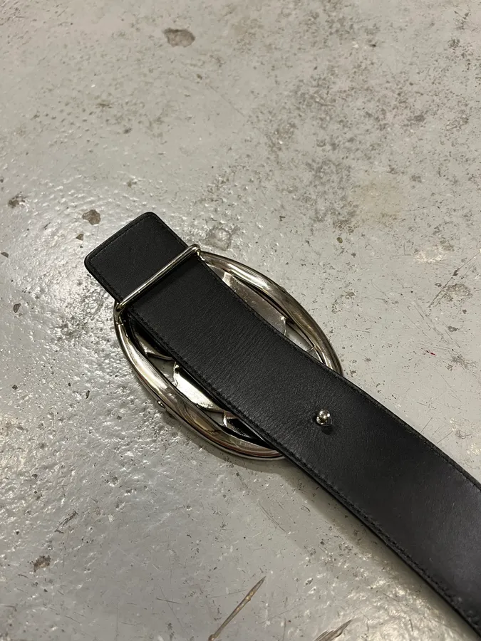 Yves Saint Laurent YSL Logo Black Leather Belt - Image 7