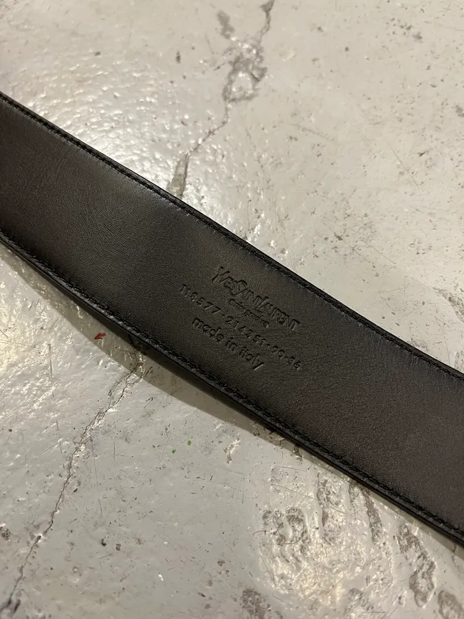 Yves Saint Laurent YSL Logo Black Leather Belt - Image 9